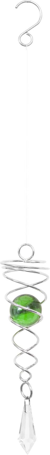 METAL HANGING WIND SPINNER ACCESSORY: CRYSTAL TWIST GREEN 15cm