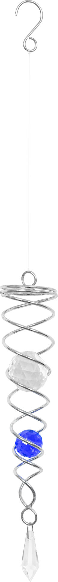 METAL HANGING WIND SPINNER ACCESSORY: CRYSTAL TWIST BLUE 24cm