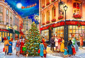 WOODEN CITY PUZZLE: CHRISTMAS STREET L