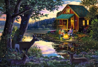 WOODEN CITY PUZZLE: EVENING AT THE LAKE HOUSE L