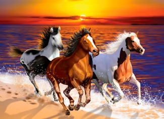 WOODEN CITY PUZZLE: WILD HORSES ON THE BEACH XL